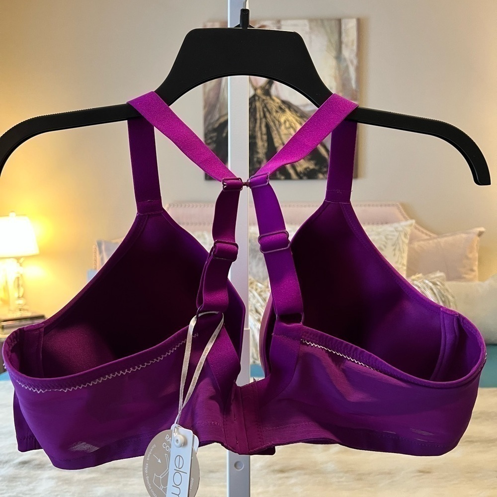 New ELOMI BIJOU Purple 42 F Underwire Banded Molded Bra EL8730 Adjustable Back - Picture 8 of 12